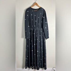 Annah Hariri Natalie Maxi Dress NWT Plus Size 22 Modest Black White Long Sleeves